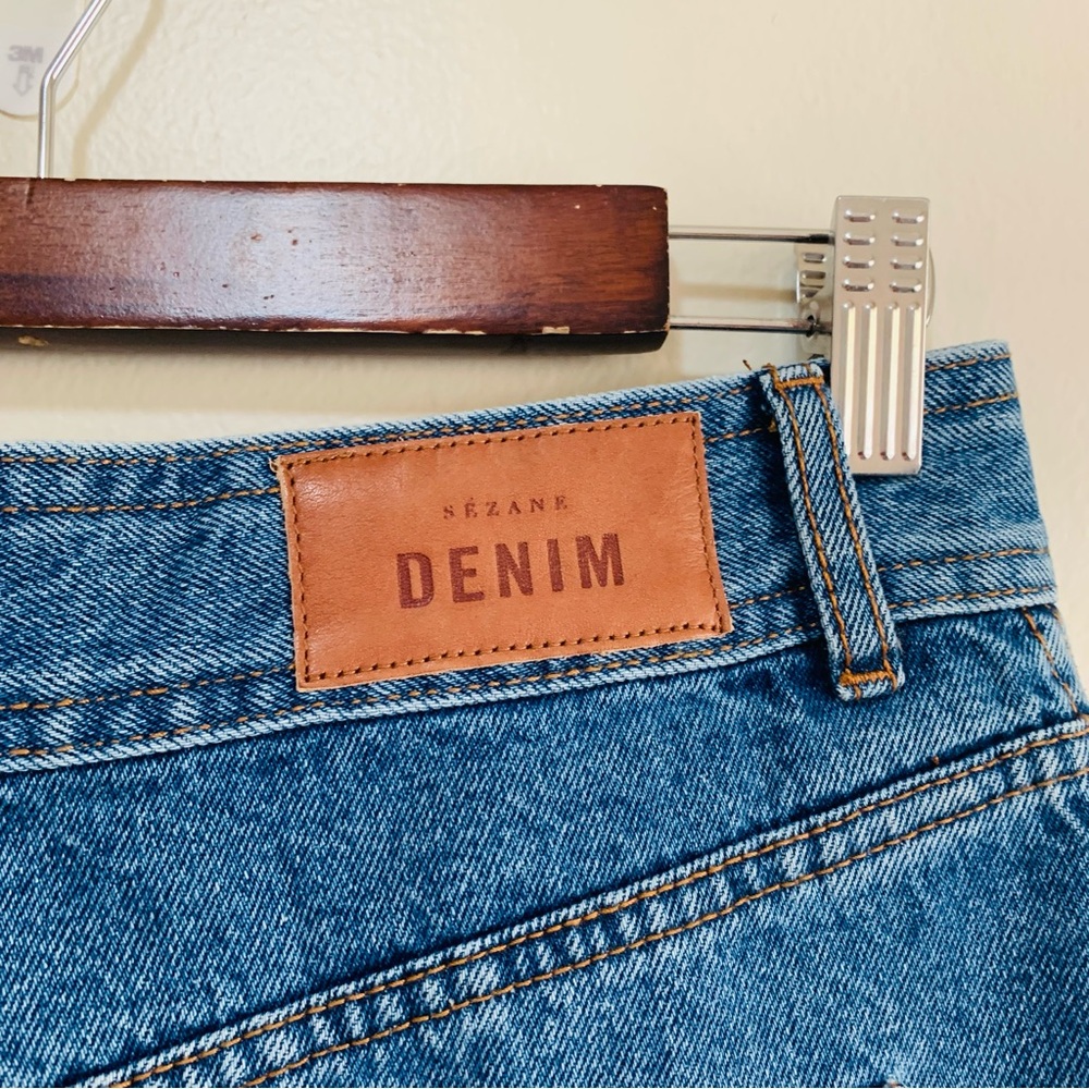 Sezane Denim Ankle Raw Hem Wide Leg Blue Jeans size 38 - Picture 6 of 9